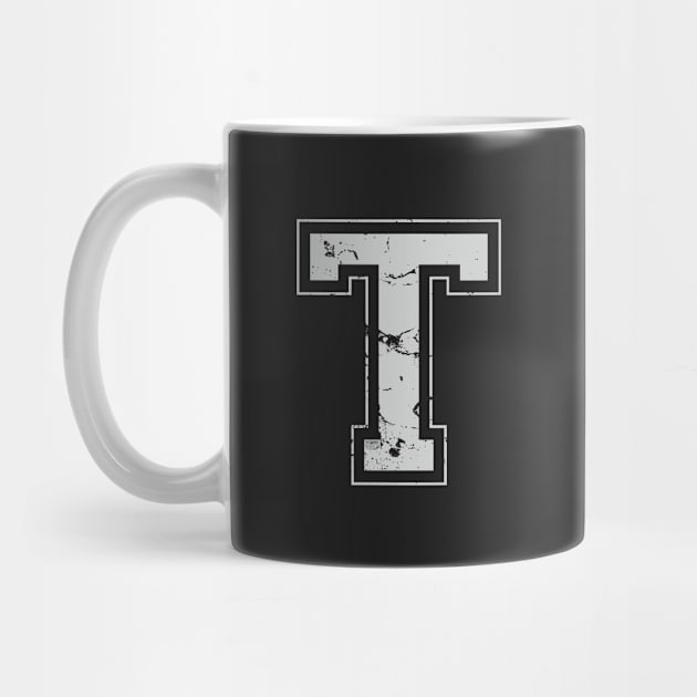 Initial Letter T Gray Jersey Sports Athletic Player by porcodiseno